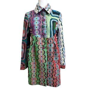 Desigual Womens Delirium Coat Abstract Colorful Jacket Artsy Size 44 / US M